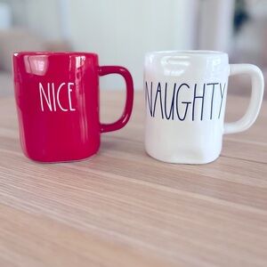 Rae Dunn Red/White Ceramic Mug Set